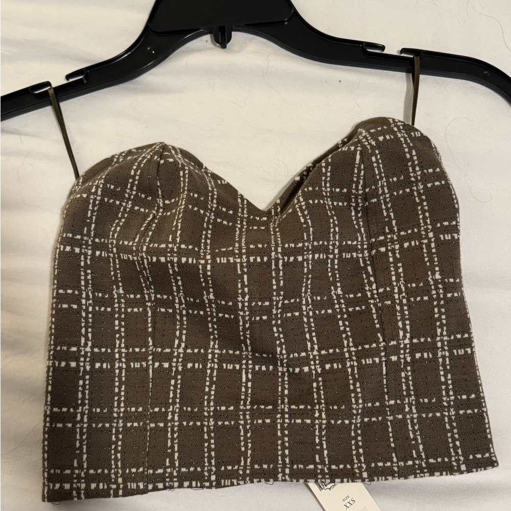 Maeve Grey Checkered Tube Top